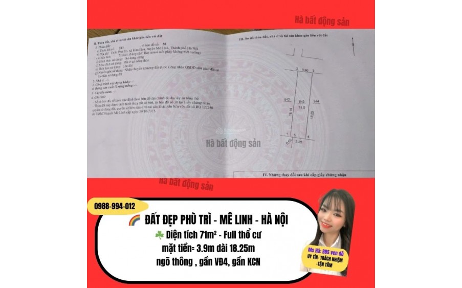 chỉ hơn 2 tỷ – sở hữu ngay lô đất đẹp phù trì – mê linh – hà nội ngay vành đai 4